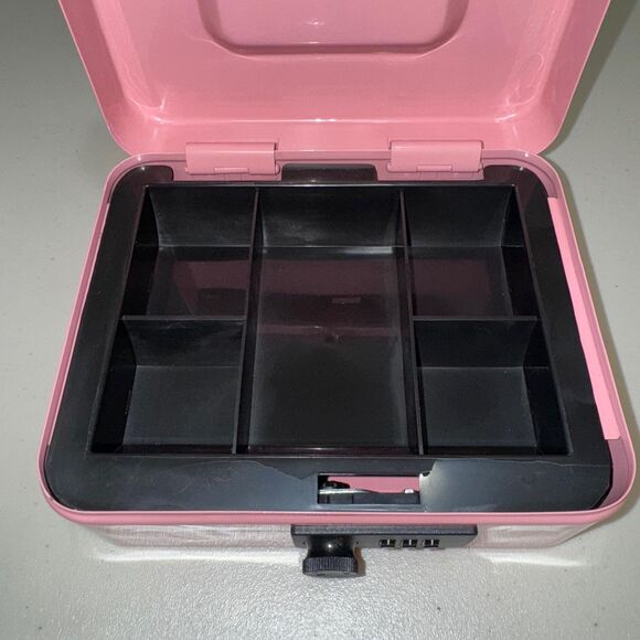 Metal Cash Money Box Tray Security Combination Lock Safe Pink Business Travel - Picture 5 of 10